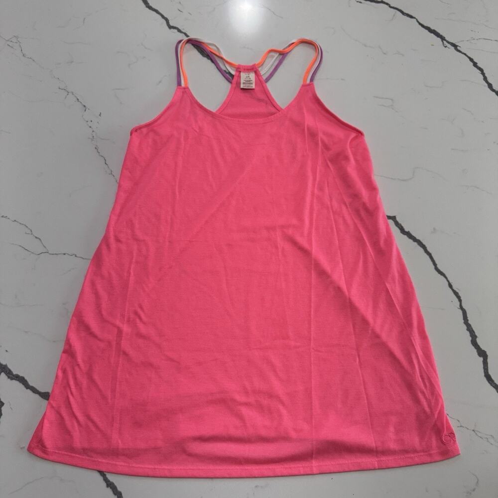 OP Ocean Pacific Juniors Tank Top L 11-13 Bubble Pink Strappy Racerback